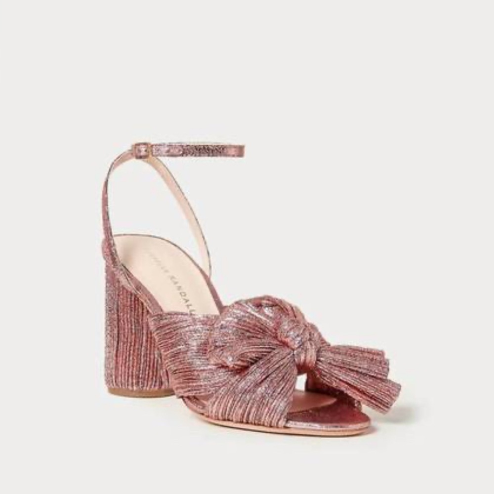 LOEFFLER RANDALL Camellia Knotted Lamé Sandals